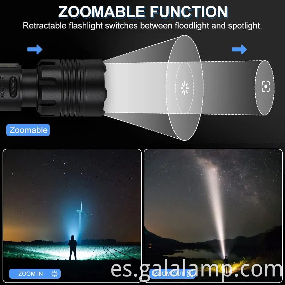 Linterna táctica LED LED de alta potencia XHP160 con carga USB